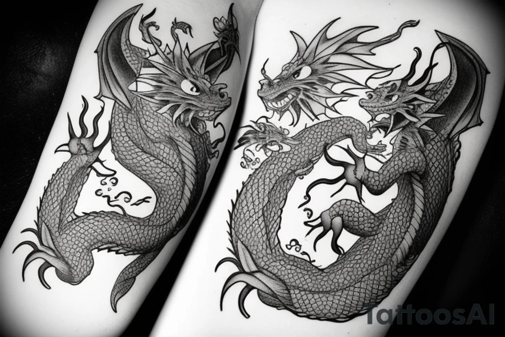 Nice little dragon with a hat tattoo idea