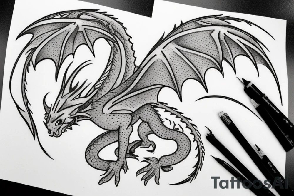 Nice little dragon with a hat tattoo idea