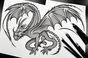 Nice little dragon with a hat tattoo idea