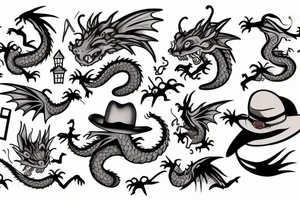 Nice little dragon with a hat tattoo idea
