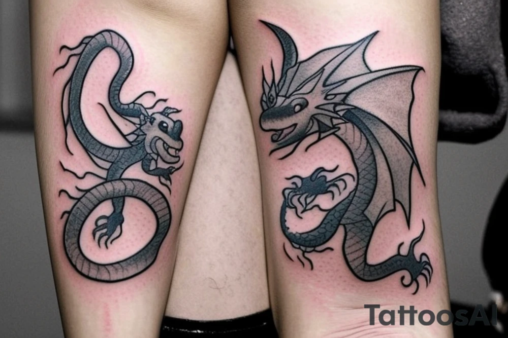 Nice little dragon with a hat tattoo idea