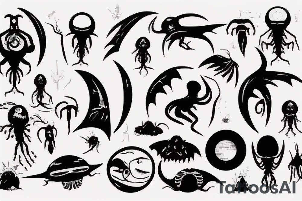 Alien sunbathing tattoo idea