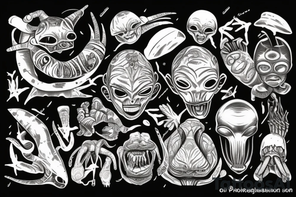 Alien sunbathing tattoo idea