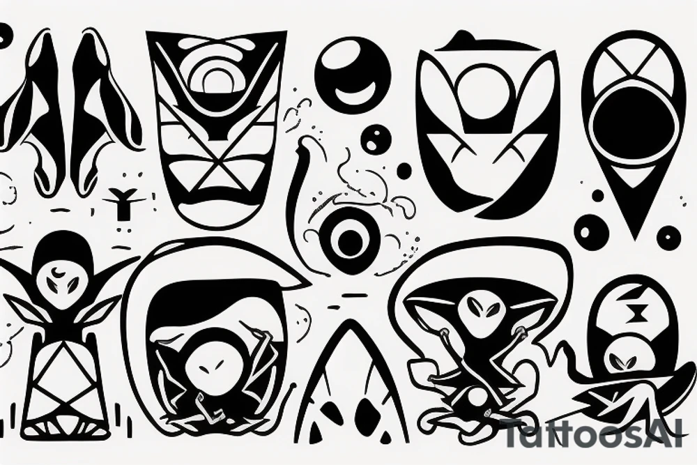 Alien sunbathing by the beach tattoo idea