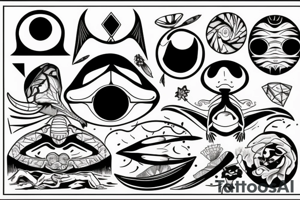 Alien sunbathing by the beach tattoo idea