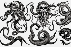 Kraken, Atlantis, pirate and mermaid, tattoo idea
