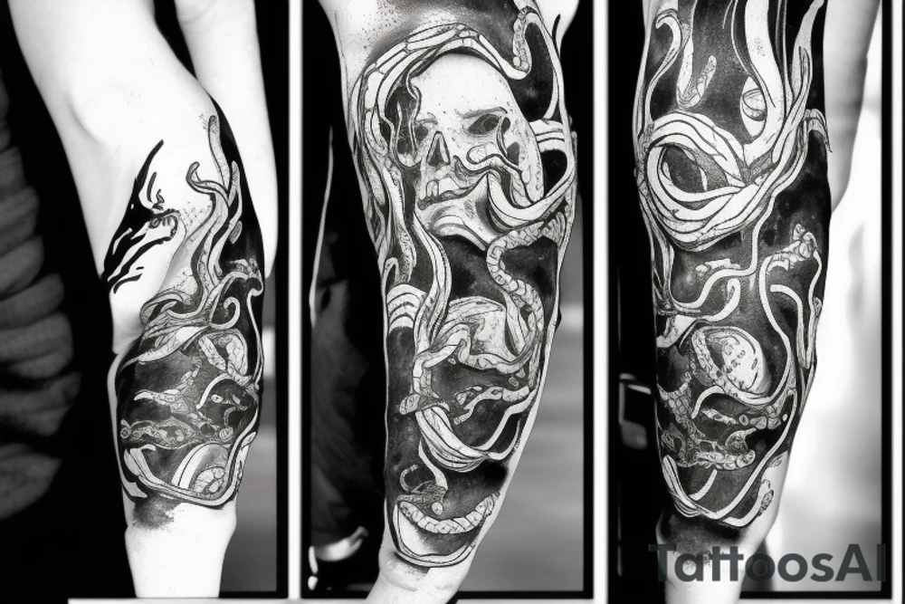 Kraken, Atlantis, pirate and mermaid, sea life, underwater tattoo idea