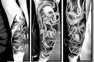 Kraken, Atlantis, pirate and mermaid, sea life, underwater tattoo idea