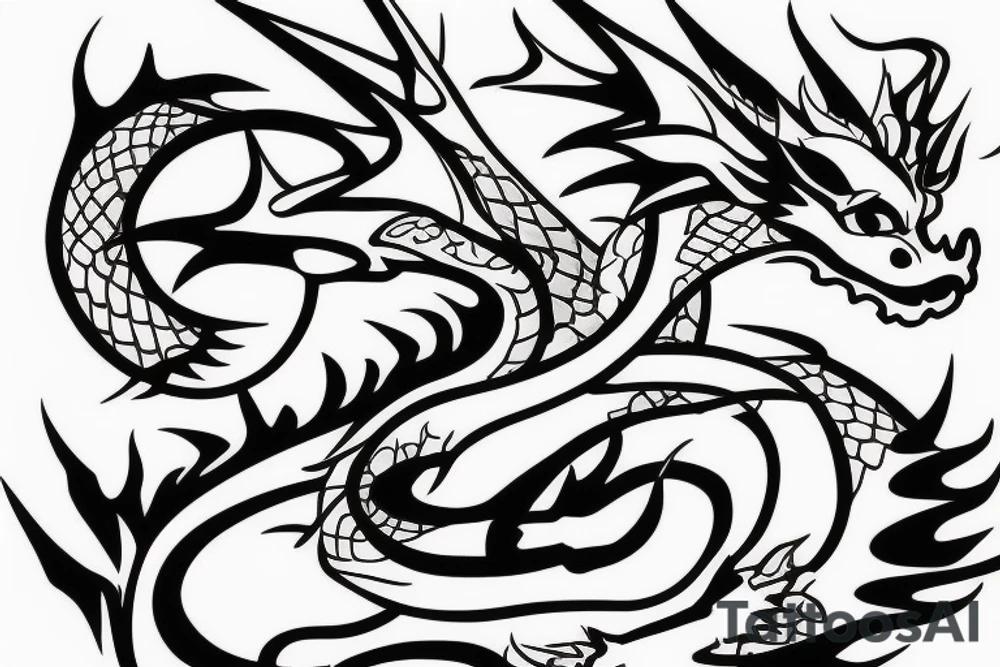 nice little dragon with only one line tattoo idea