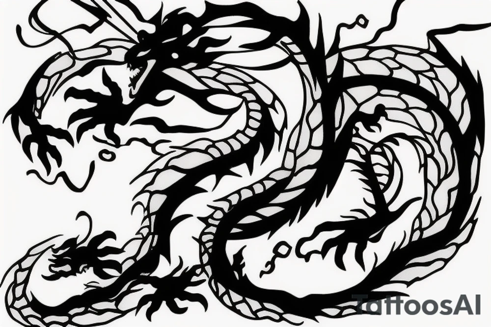 nice little dragon with only one line tattoo idea