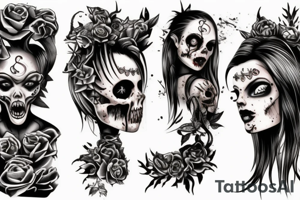 A hot zombie girl tattoo idea