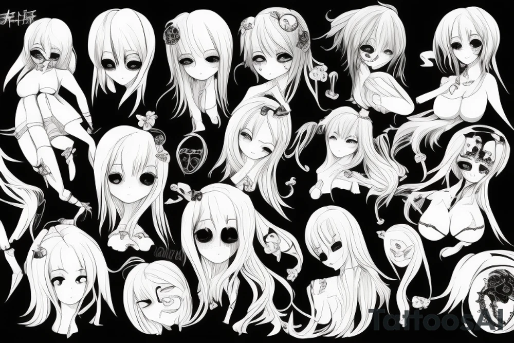 A hot anime girl, horror tattoo idea