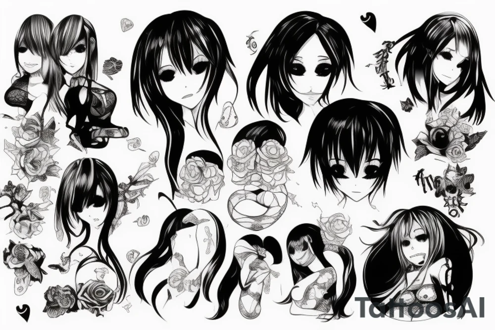 A hot anime girl, horror tattoo idea