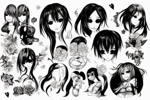 A hot anime girl, horror tattoo idea