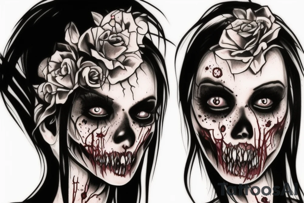 A pretty zombie girl tattoo idea