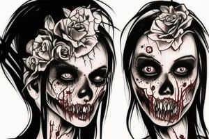 A pretty zombie girl tattoo idea