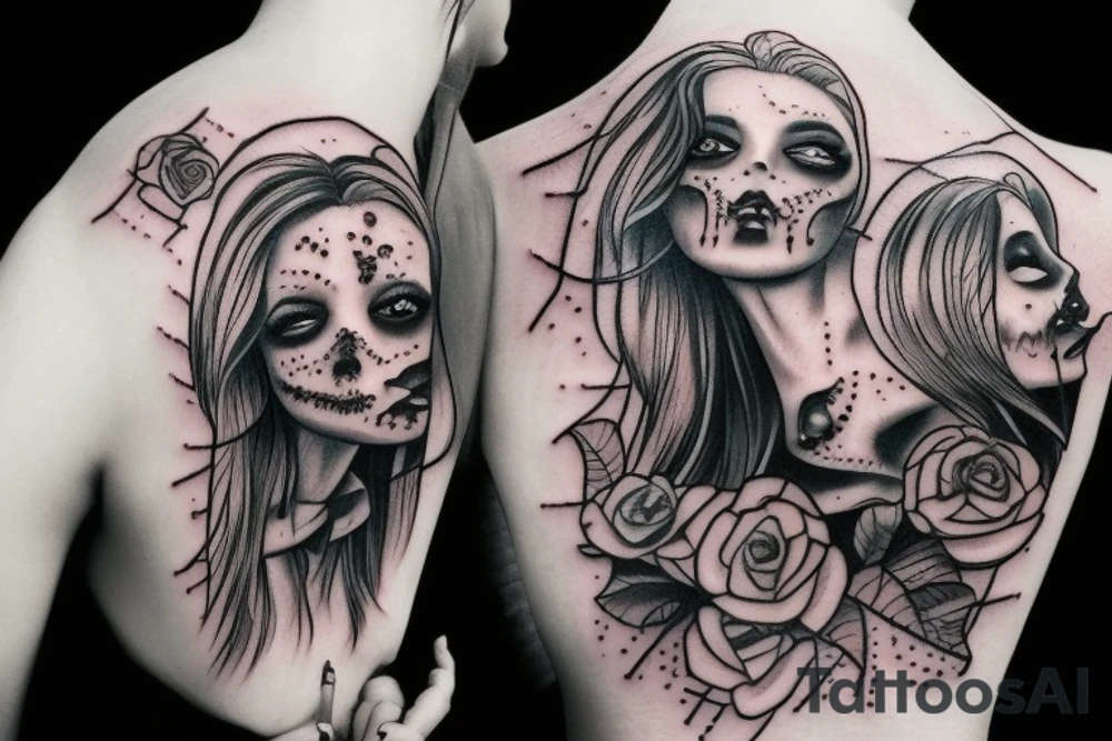 A pretty zombie girl tattoo idea