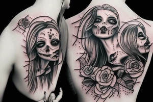 A pretty zombie girl tattoo idea