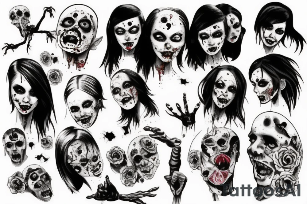A pretty zombie girl tattoo idea
