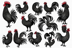 a rooster with its head facing backwards tattoo idea