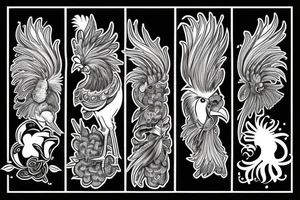 a rooster with its head facing backwards tattoo idea