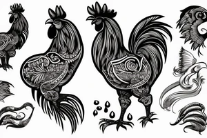 a rooster with its head facing backwards tattoo idea