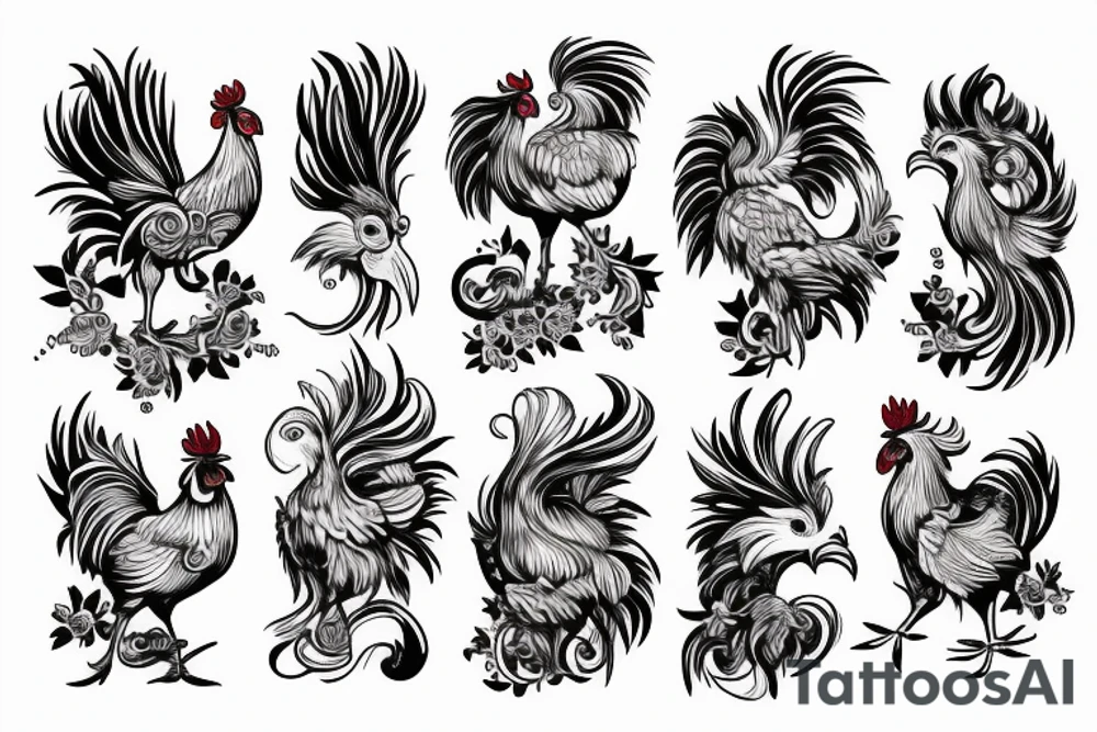a rooster with its head facing backwards tattoo idea