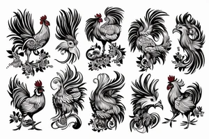 a rooster with its head facing backwards tattoo idea