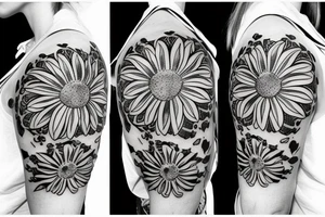 Daisy flower forearm simple Maltese cross tattoo idea