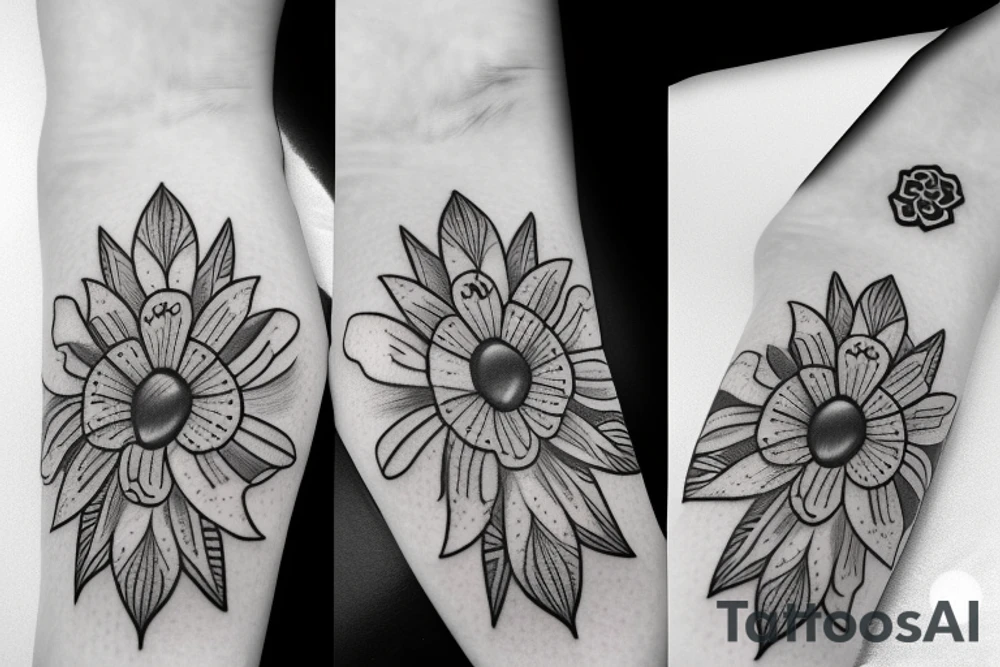 Daisy flower forearm simple Maltese cross tattoo idea