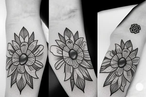 Daisy flower forearm simple Maltese cross tattoo idea