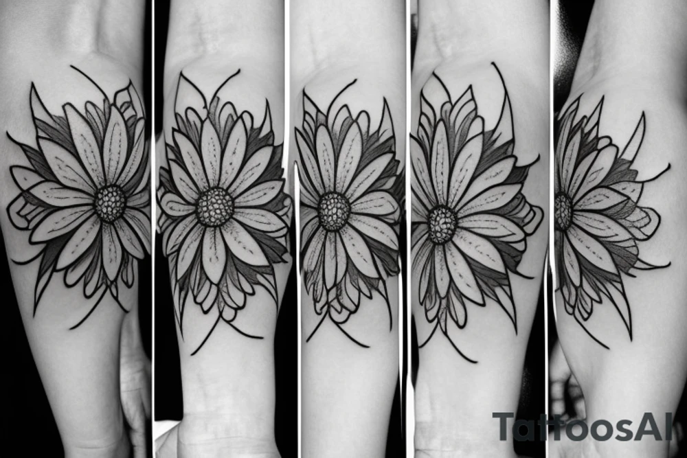 Daisy flower forearm simple Maltese cross tattoo idea