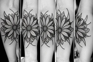 Daisy flower forearm simple Maltese cross tattoo idea