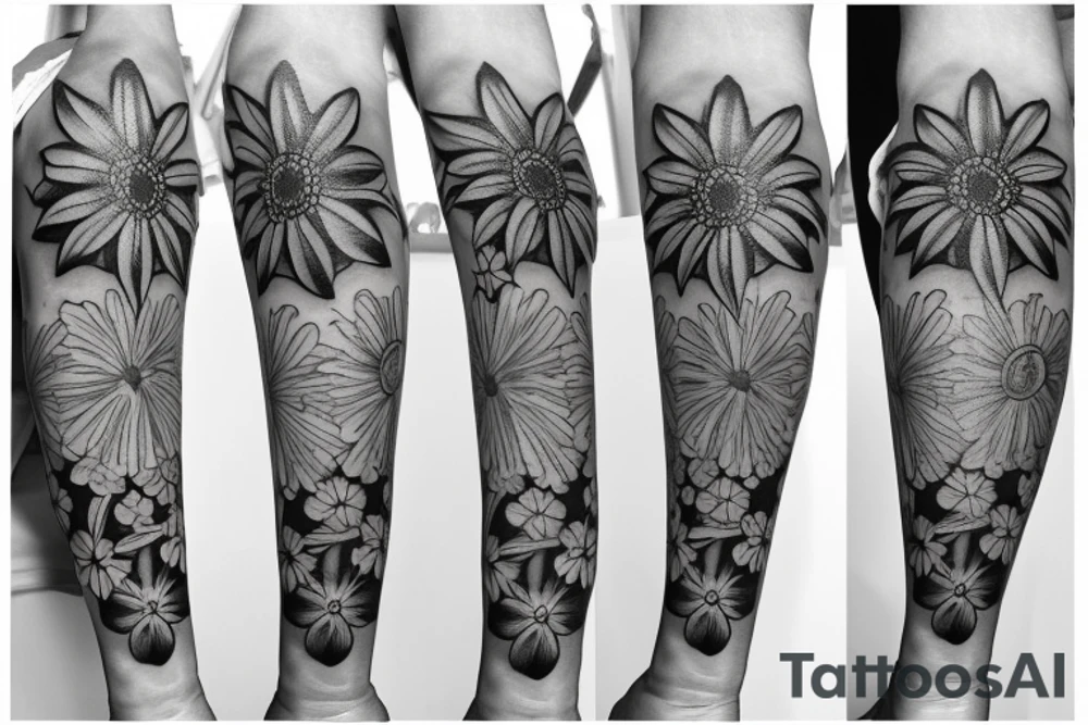 Daisy flower forearm simple Maltese cross tattoo idea