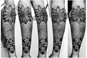 Daisy flower forearm simple Maltese cross tattoo idea