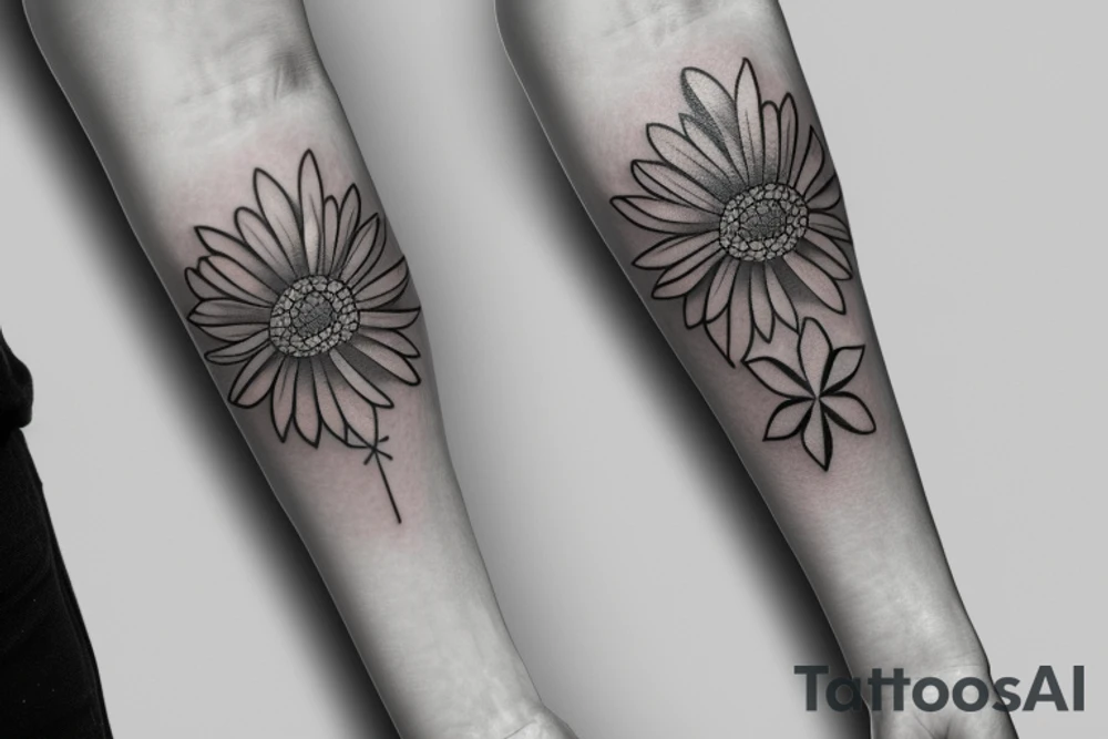 Daisy eucalyptus flower forearm simple Maltese cross tattoo idea