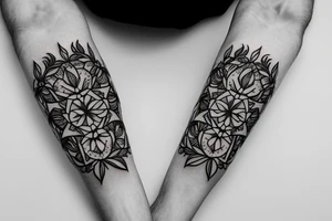 Floral twist forearm simple vine Maltese cross tattoo idea