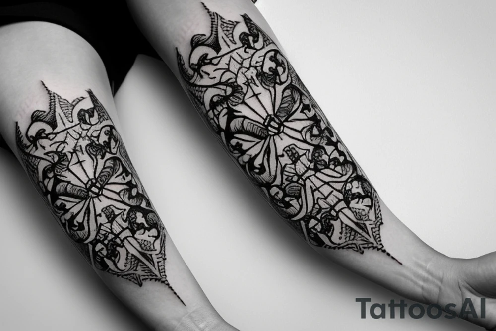 Floral twist forearm simple vine Maltese cross tattoo idea