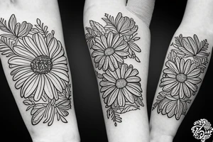 Floral twist forearm simple vine Gerber daisies tattoo idea