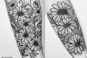 Floral twist forearm simple vine small 
Gerber daisies woman tattoo idea