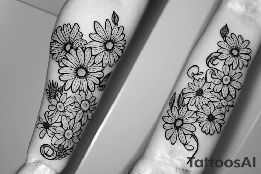 Floral twist forearm simple vine small 
Gerber daisies feminine tattoo idea