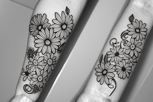 Floral twist forearm simple vine small 
Gerber daisies feminine tattoo idea