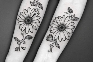 Floral twist forearm simple vine small 
Gerber daisies feminine tattoo idea