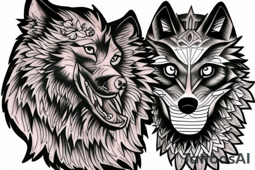 Wolf chest tattoo idea