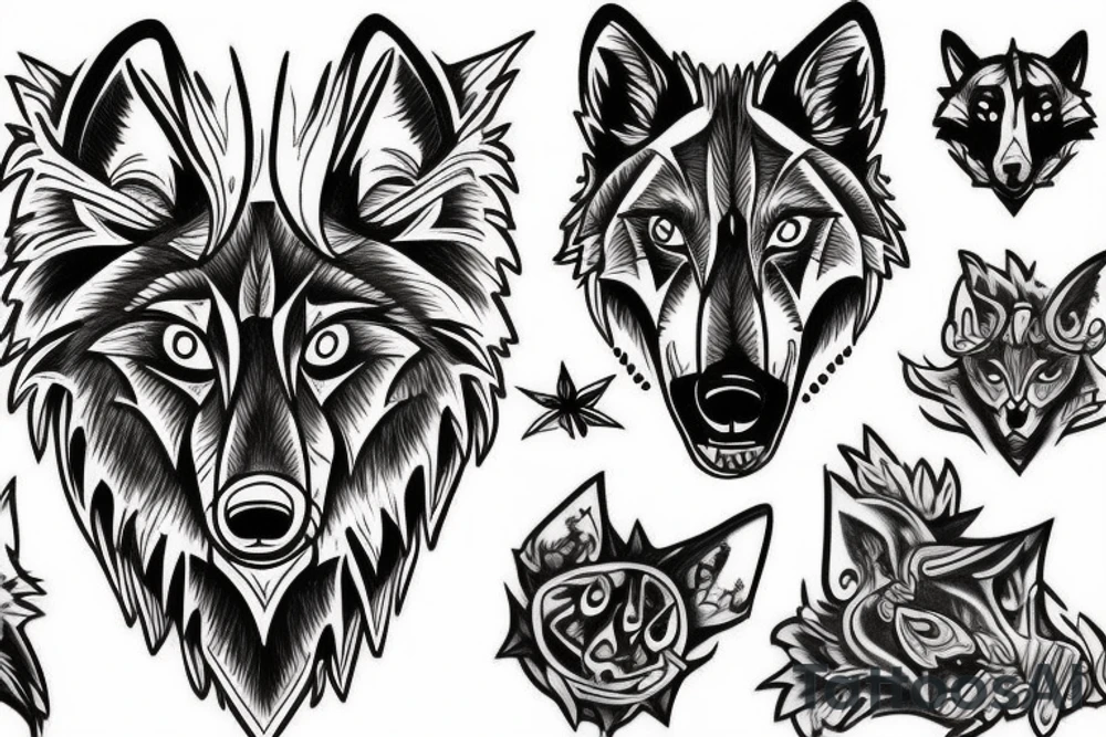 Wolf chest tattoo idea