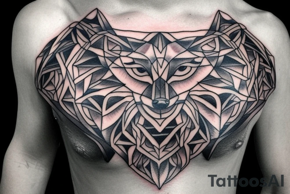 Wolf chest tattoo idea
