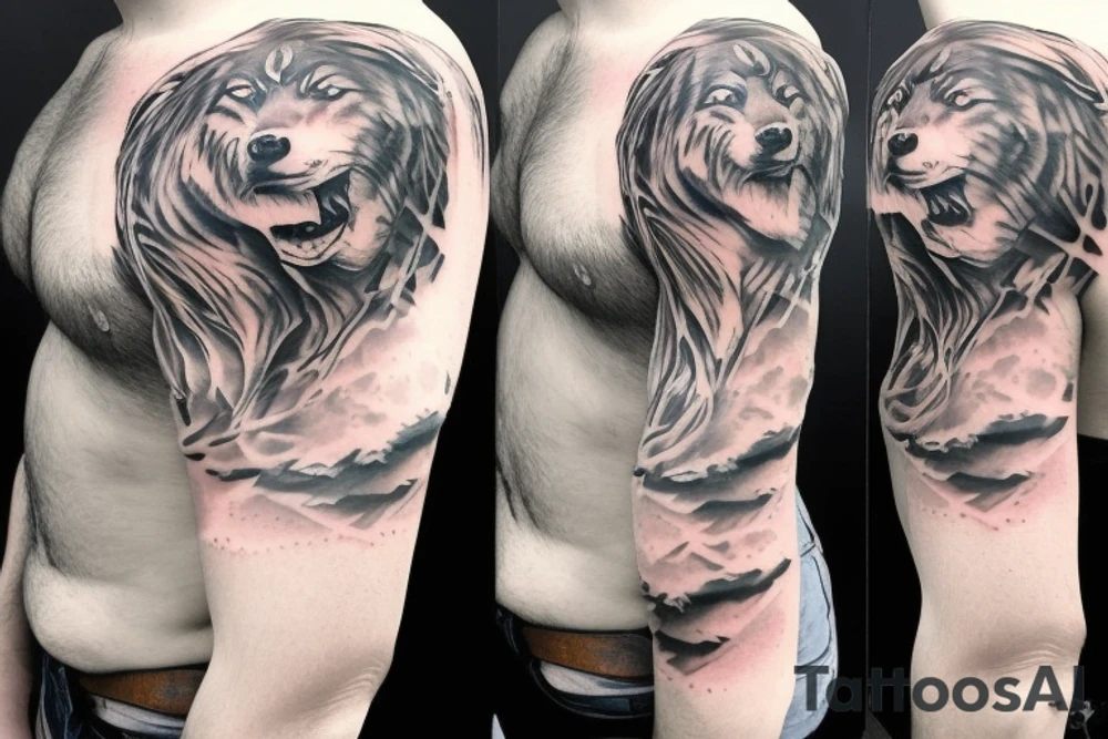 Wolf chest tattoo idea