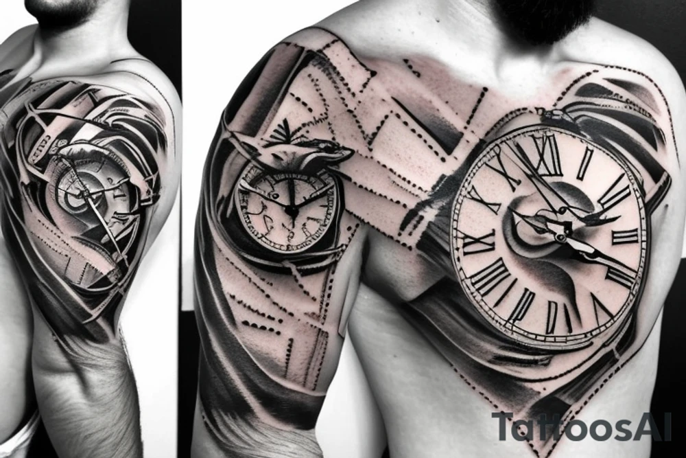 Crab shaped clock tattoo idea