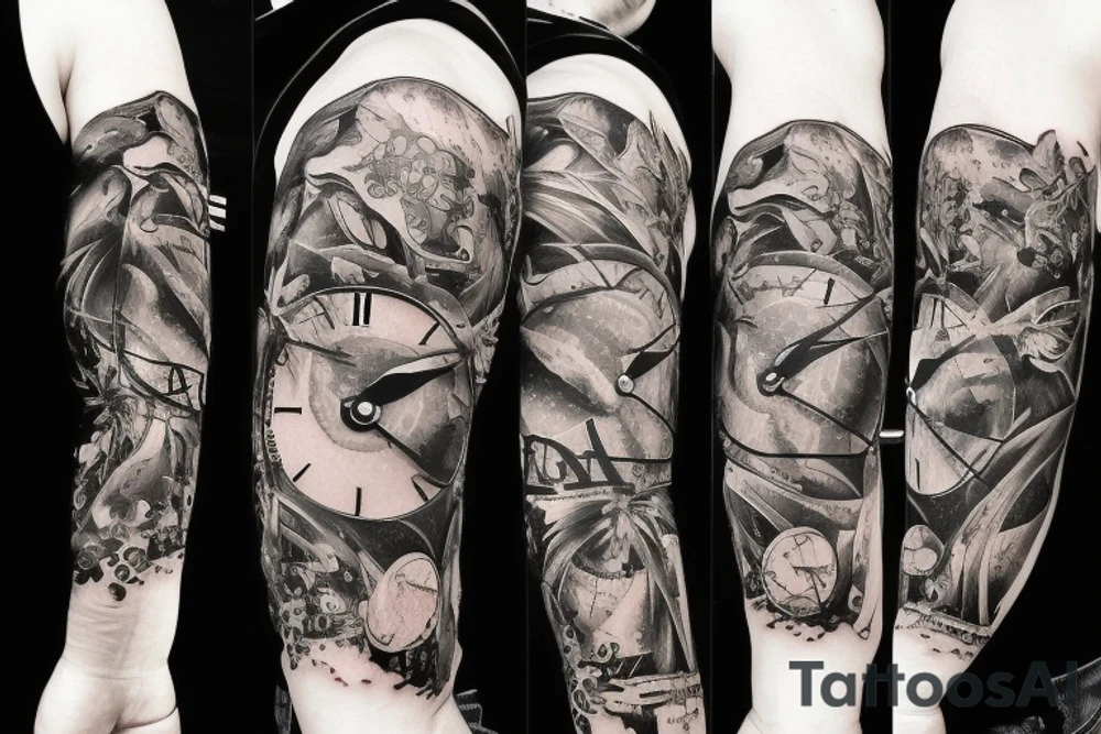 Crab shaped clock tattoo idea