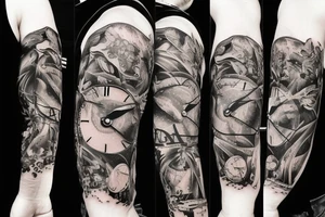 Crab shaped clock tattoo idea